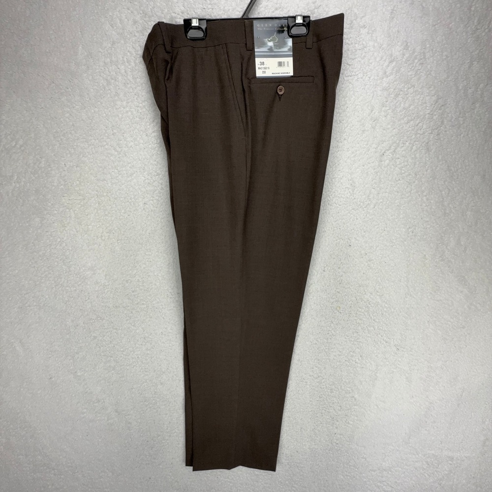 Glen Oaks Mens Brown Wool Blend Dress Pants Trousers 38x30 M4013G019 New - Picture 2 of 6